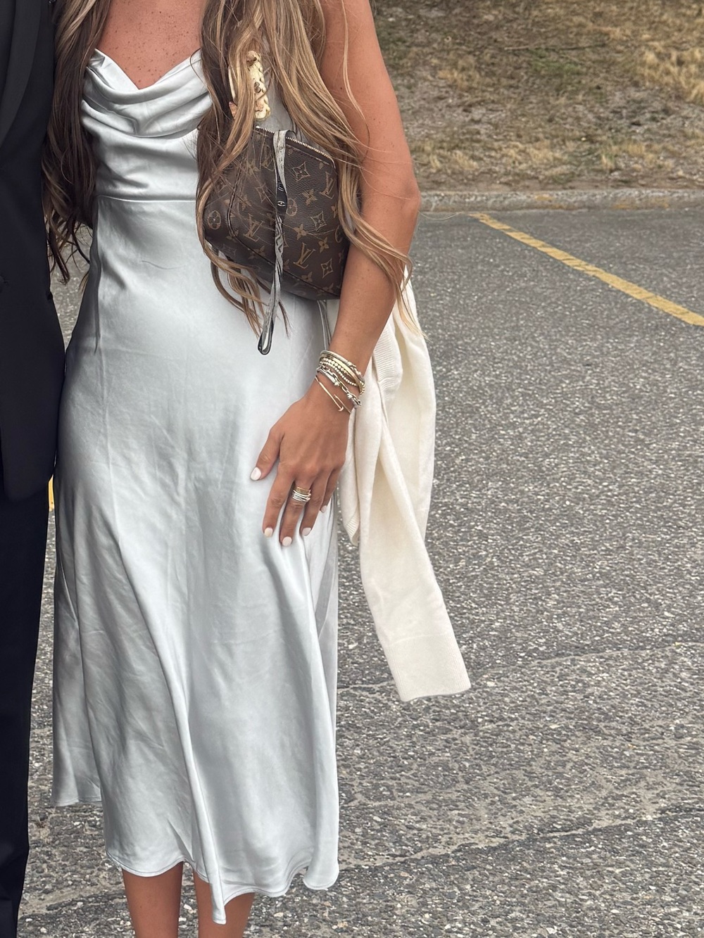 Amazon cowl neck mid shin dress